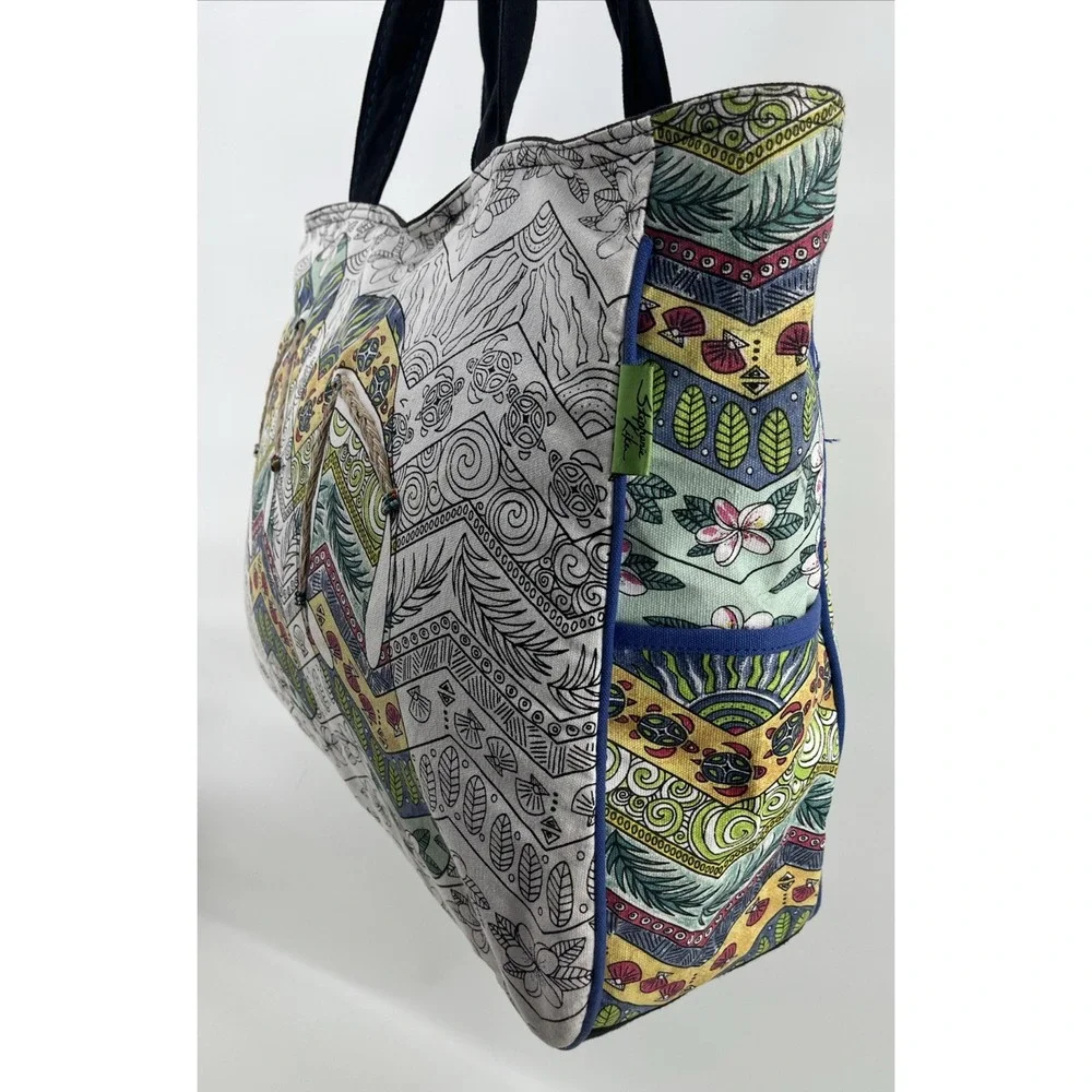 Stephanie Kiker‎ Tote Shoulder Bag Beach Flip Flop Design Colorful Large Duffle